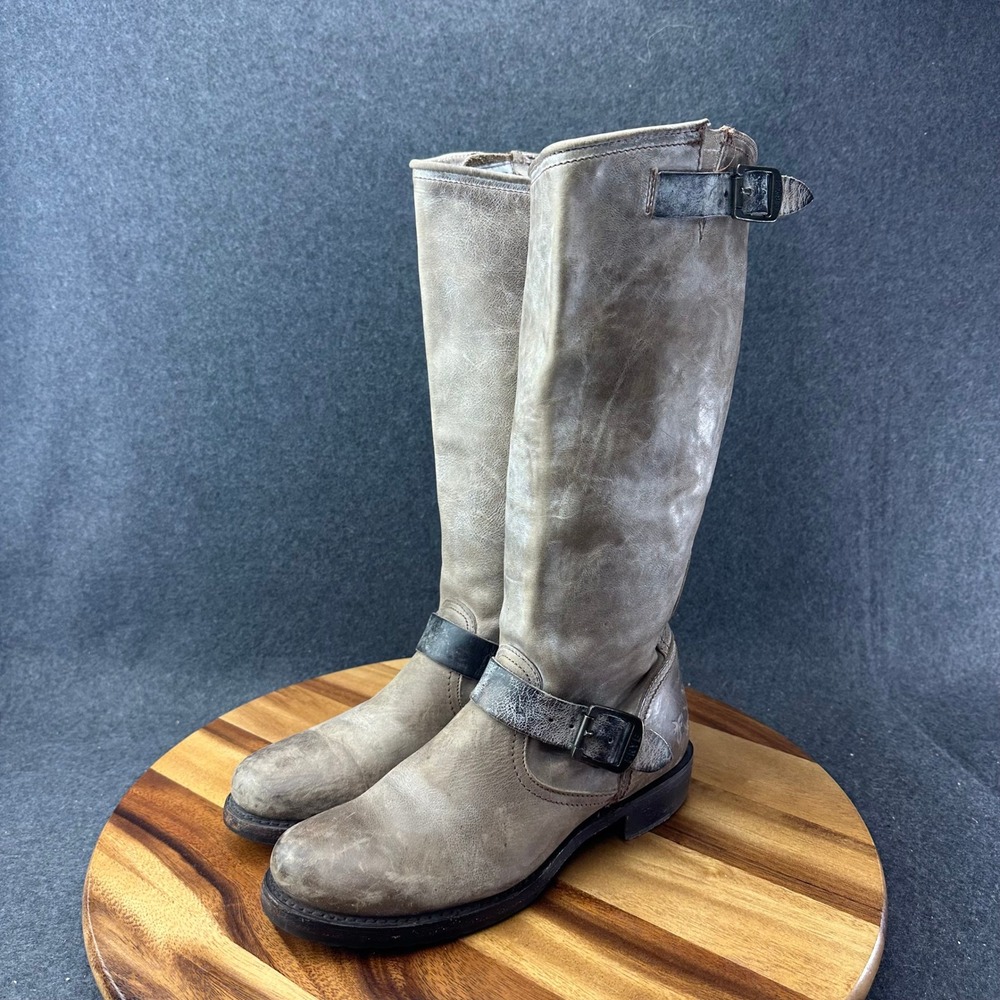 Frye Veronic Slouch Tall Riding Boots Women Size 8B Light Brown Leather 76608 - Picture 4 of 10